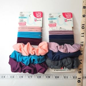 2 packs Scunci hair ties scrunchies(24 elastics & 6 scrunchies)Each pack has 1